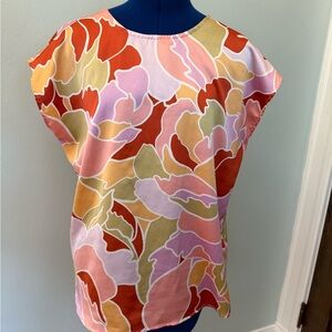 Nordstrom Halogen Vibrant Floral Blouse in Pink and Orange